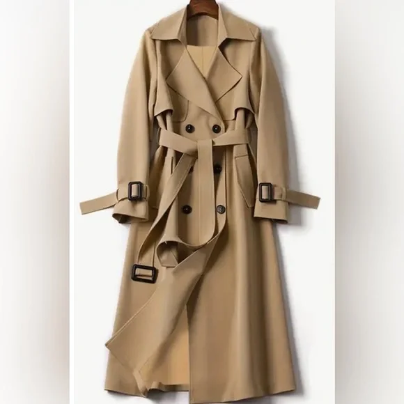 Classic Double-Breasted Tan Trench Coat - Picture 1 of 1